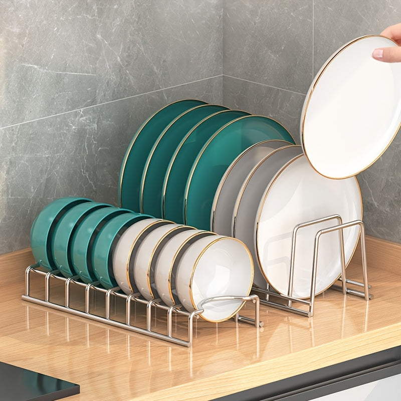 1\u002F2pcs Stainless Steel Dish Rack with Draining Drawer - Space-saving Kitchen Organizer for Plates and Bowls, Built-in Utensil Storage, Minimalist Design for Clean and Organized Kitchens, Kitchen Organizers & Storage