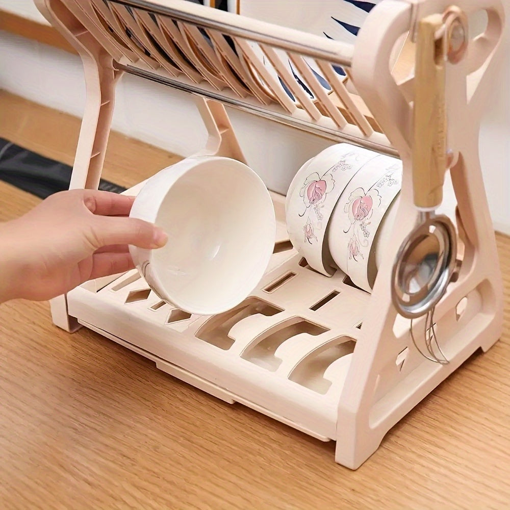 Kitchen Dish Storage Rack, with Utensil Rack, Cutting Board Holder and Cup Storage, Suitable for Dishes, Bowls and Cooking Tools, Can Be Used in Four Seasons