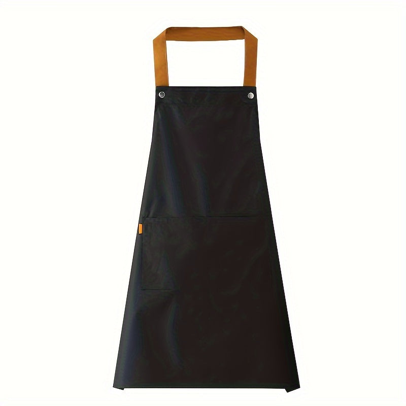 1 Polyester Fiber Solid Color Apron with Two Connected Square Pockets. Brown Shoulder Strap with Stainless Steel Concealed Buckle Adjustment. Waterproof And Oil Resistant, It Is a Birthday Gift for Family And Friends, And a Valentine'S Day Gift