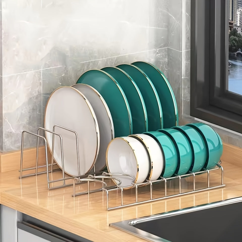 1pc Stainless Steel Dish Drying Rack, Rust-Proof Space-Saving Kitchen Organizer for Bowls and Plates, Simple Clean Design for Orderly Countertop Storage, Kitchen Storage Solution | Minimalist Dish Rack | Rustproof Stainless Steel, Dish Drying Rack