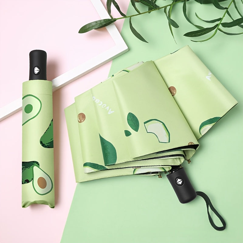 Parapluie pliant compact avec design de tranche de melon - Imperméable, protection UV, coupe-vent, parapluie de voyage portable avec cadre en métal, séparation sèche\u002Fliquide, équipement de pluie compact, favori des étudiants, parapluie mignon