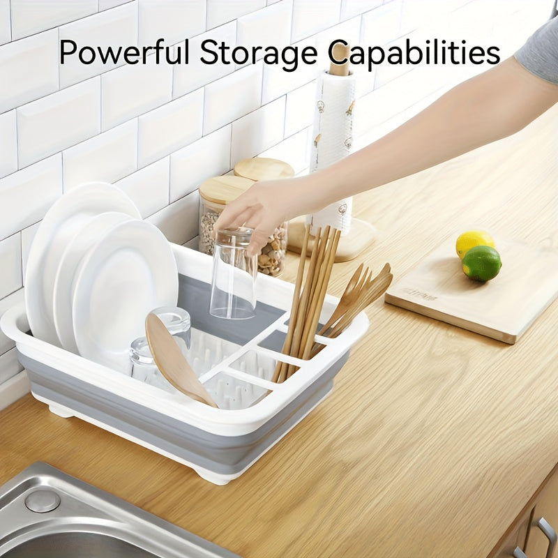 Compact And Collapsible Kitchen Hanger, Versatile Foldable Draining Basket, Various Tableware Organization, RV Furniture - Space-Saving Folding Storage.