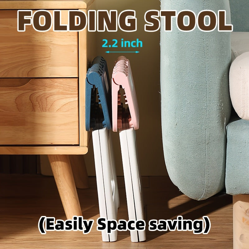 Blue Square Folding Stool, 661.39LB Thick Plastic, Portable & Lightweight, Expandable Storage, High Load-Bearing Capacity, No Battery Needed, for Outdoor Camping & Home Use