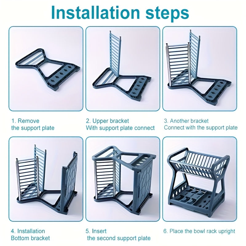 Kitchen Dish Storage Rack, with Utensil Rack, Cutting Board Holder and Cup Storage, Suitable for Dishes, Bowls and Cooking Tools, Can Be Used in Four Seasons