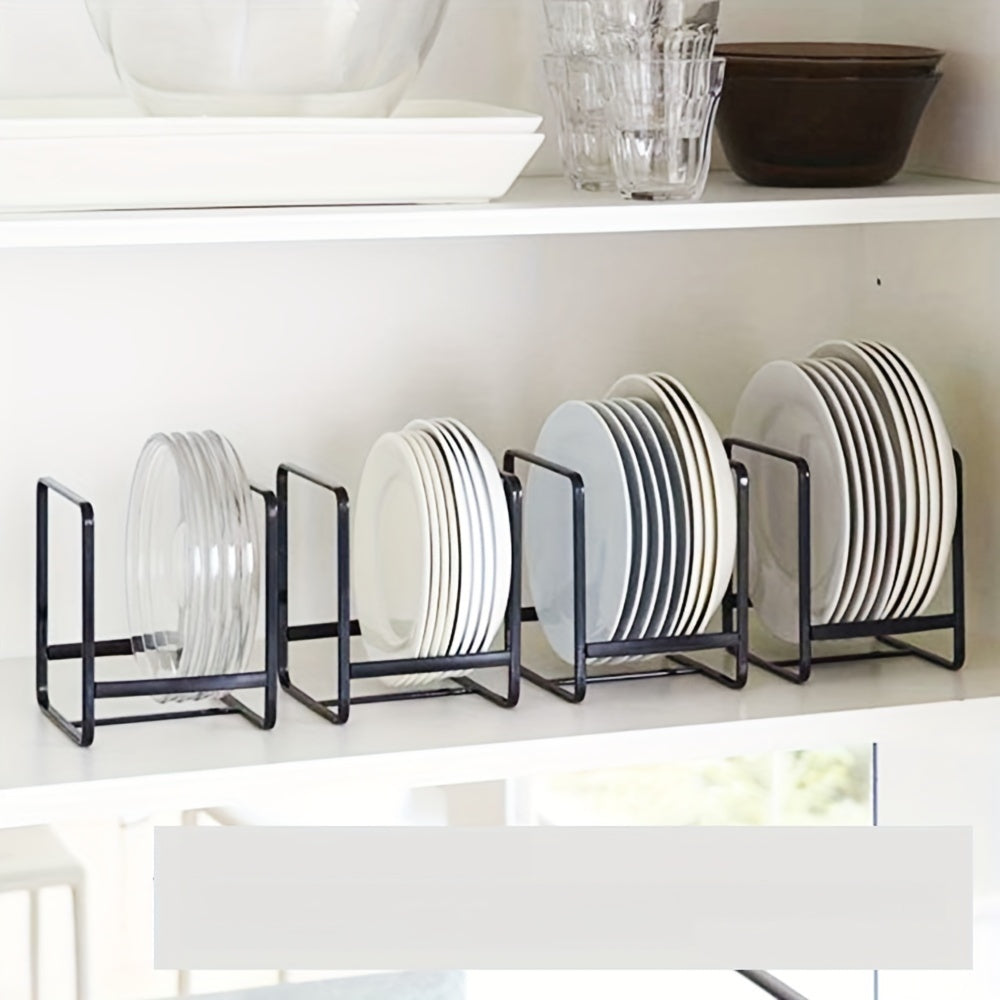 Space-Saving Iron Dish Rack - Black, Rust-Resistant Kitchen Organizer for Plates & Bowls, Countertop Storage Solution