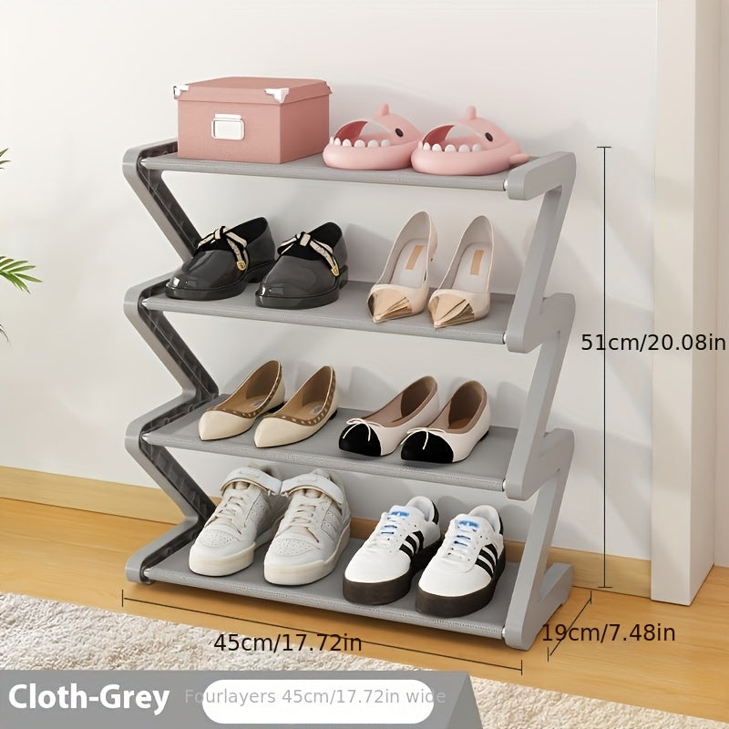 4-Tier Z-Shaped Shoe Rack – Space-Saving, Multi-Layer Storage Organizer for Bathroom, Dorm, or Small Apartment – Easy Assembly, Under 27\