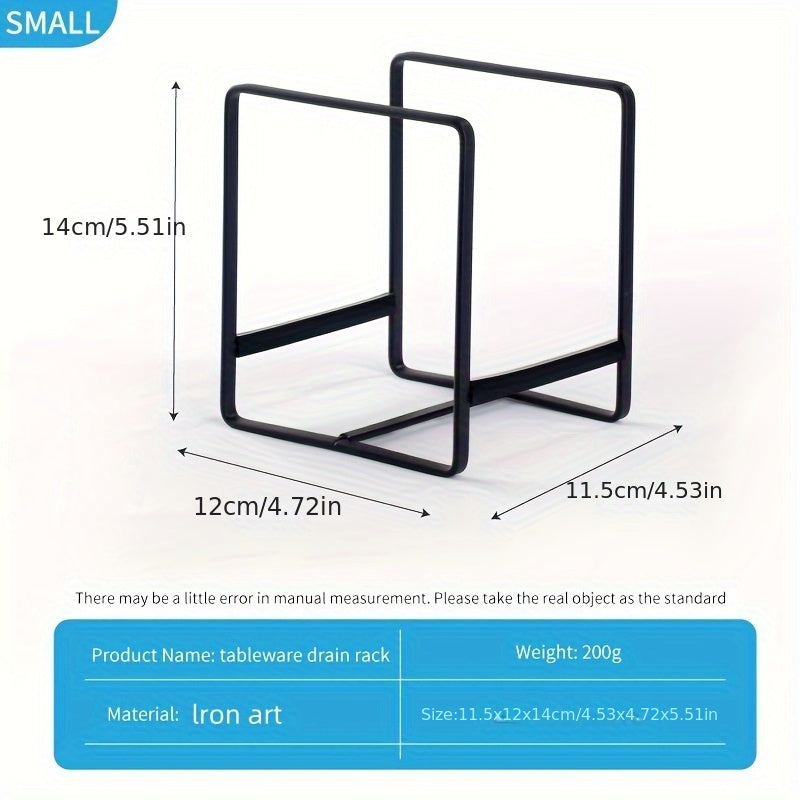 Space-Saving Iron Dish Rack - Black, Rust-Resistant Kitchen Organizer for Plates & Bowls, Countertop Storage Solution