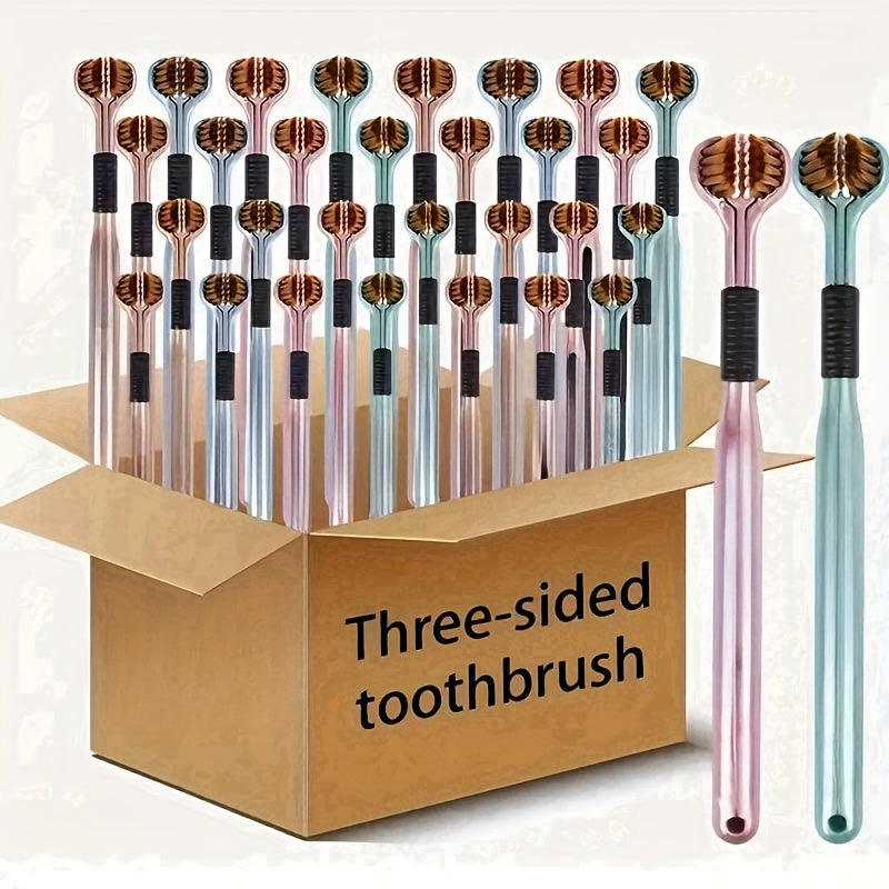 12 Brosses À Dents En Bois Pour Adultes - Design U-Shaped 3D Tout-Inclusif, Nettoyage À 360°, Doux Pour Les Dents Et Les Gencives, Poignée Transparente Avec Motif À Rayures, Sans Parfum C655