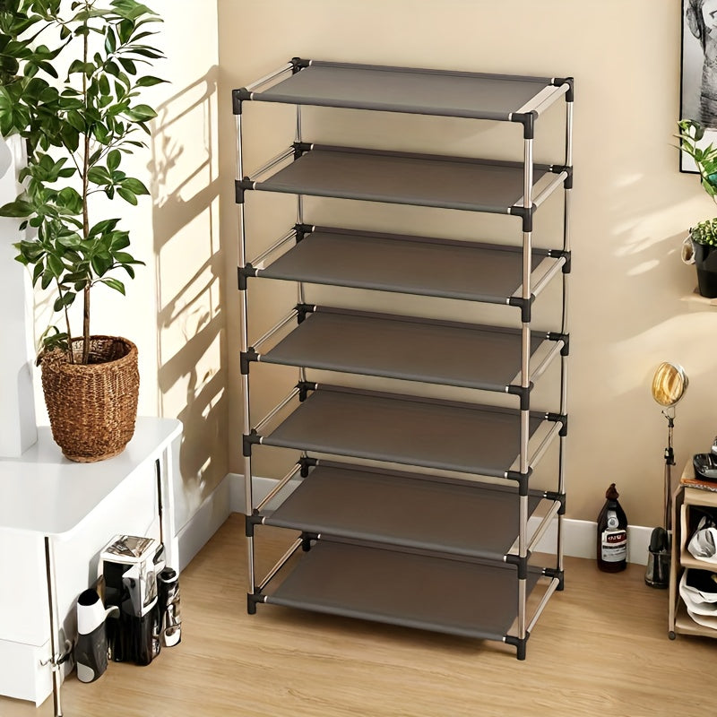 Modern Minimalist 7-Tier Shoe Rack - Slim, Space-Saving Design for Entryway, Closet, Garage - Sturdy Steel Frame, Easy 10-Minute Assembly, Ideal for Home Organization, Shoe Storage|Sleek Shoe Rack|Durable Shelf, Shoe Storage Rack