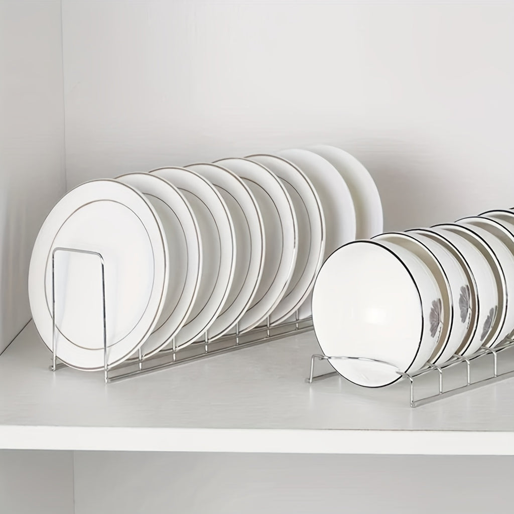 2pcs Stainless Steel Dish Rack for Kitchen - Multi-Tiered Plate and Bowl Organizer with Drainage, Space-Saving Countertop Storage for Dishes, Utensils, and Cookware, Dish Drying Rack