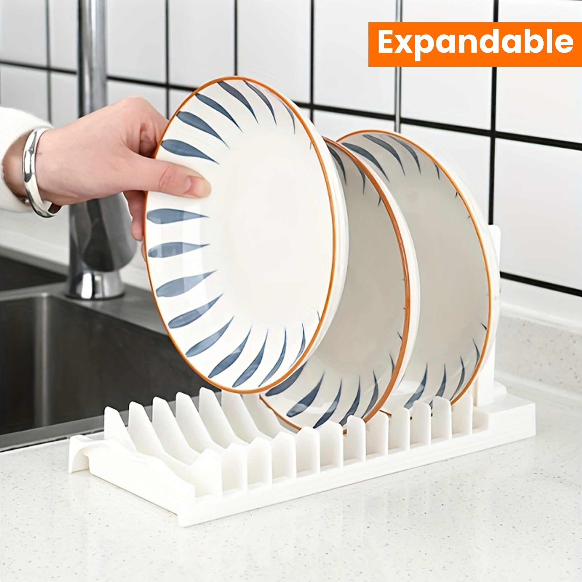 Expandable Kitchen Sink Organizer - Perfect for Dishes, Bowls & Chopsticks Storage