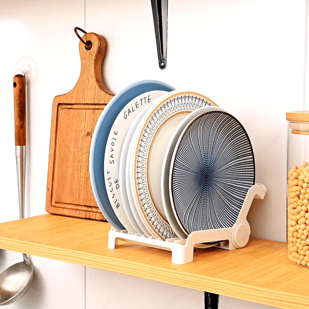 1pc Foldable Dish Rack - Space-Saving Kitchen Organizer, Durable PP Plastic Plate & Bowl Holder with Drainage Design, Compact White Countertop Storage for Small Kitchens, Minimalist Design | Practical Design