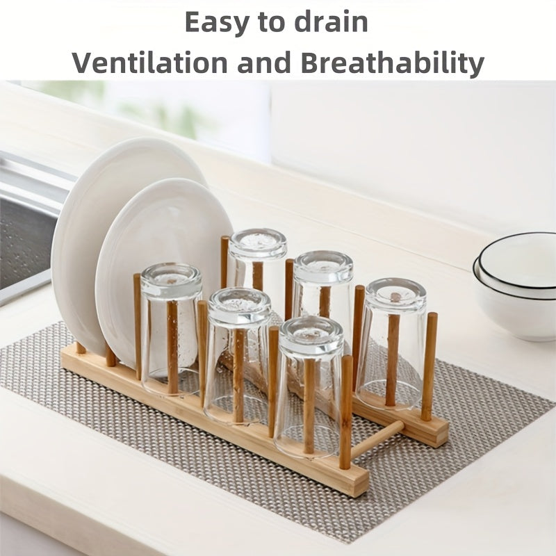 A bamboo and wooden bowl holder for 8 plates, suitable for kitchen cabinet storage, capable of holding cups, books, POTS, LIDS and cutting boards, vertically drained and kept dry, suitable for bowls, plates, cups, pot LIDS and cutting boards.
