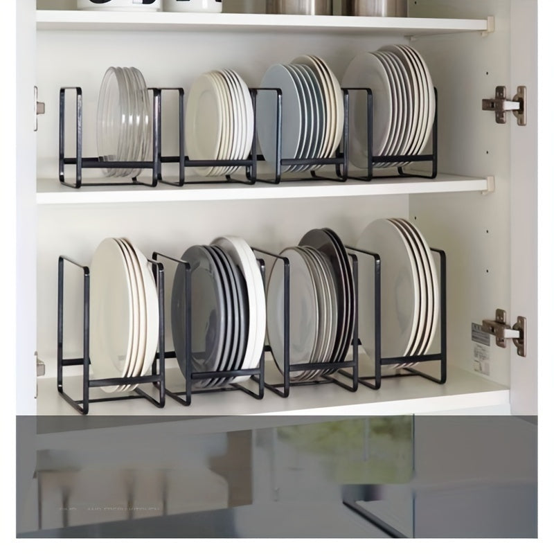 Space-Saving Iron Dish Rack - Black, Rust-Resistant Kitchen Organizer for Plates & Bowls, Countertop Storage Solution