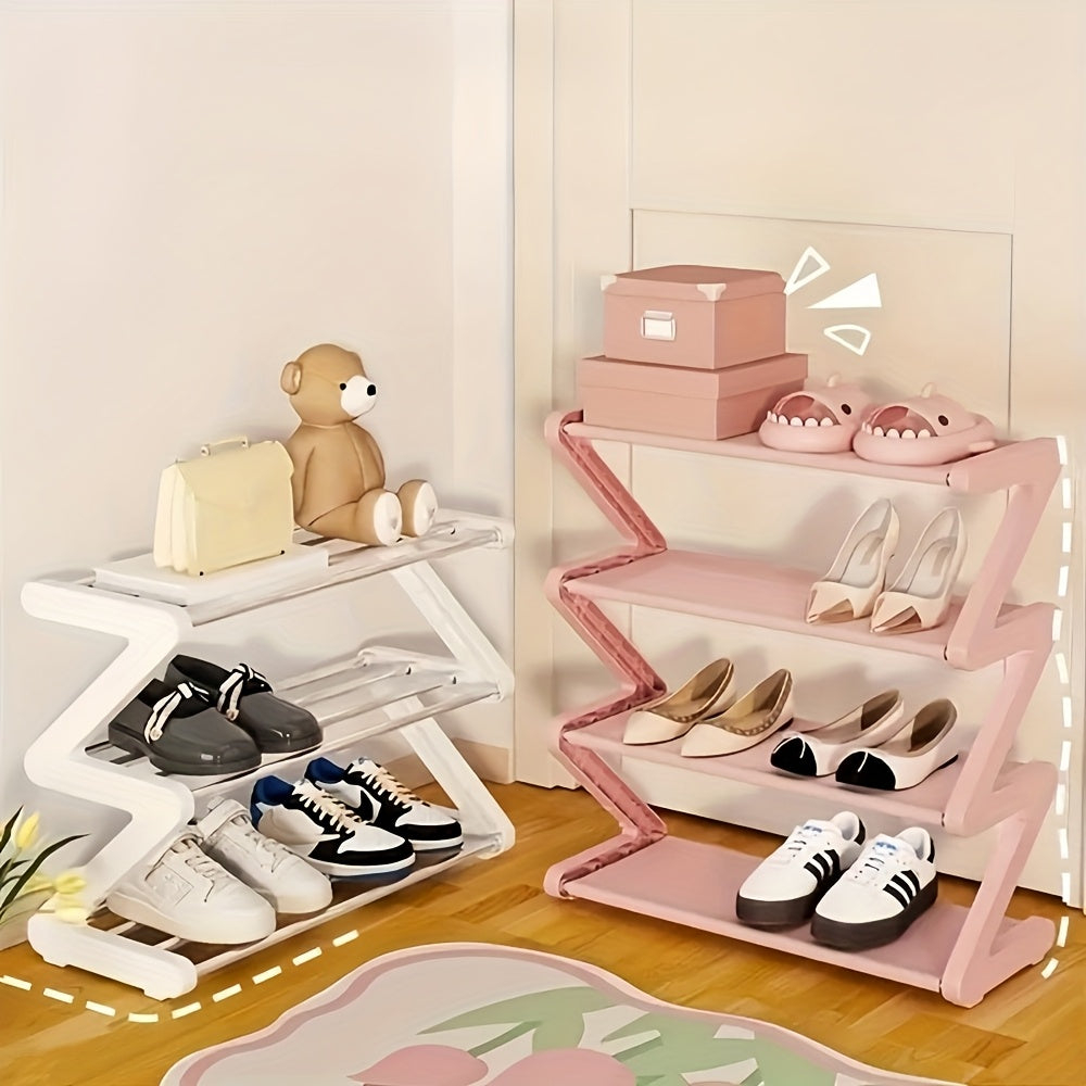 4-Tier Z-Shaped Shoe Rack – Space-Saving, Multi-Layer Storage Organizer for Bathroom, Dorm, or Small Apartment – Easy Assembly, Under 27\