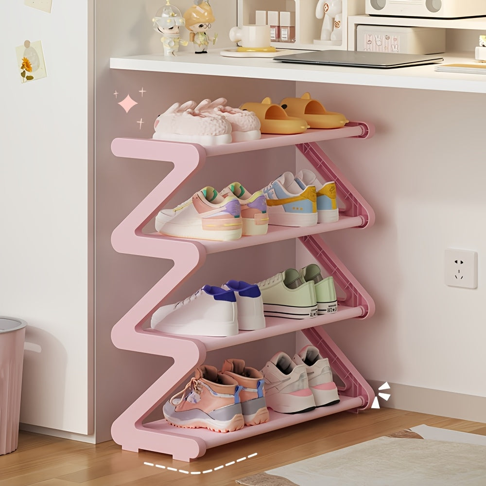 4-Tier Z-Shaped Shoe Rack – Space-Saving, Multi-Layer Storage Organizer for Bathroom, Dorm, or Small Apartment – Easy Assembly, Under 27\