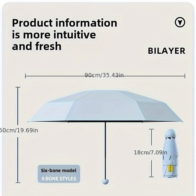 Parapluie de Luxe Double Usage pour Femmes - Protection UV UPF50+, Design Compact de Voyage, Cadre Durable à 8 Baleines, Style Minimaliste Élégant, Parasol Pliant Manuel pour Activités Extérieures, Accessoire Moderne