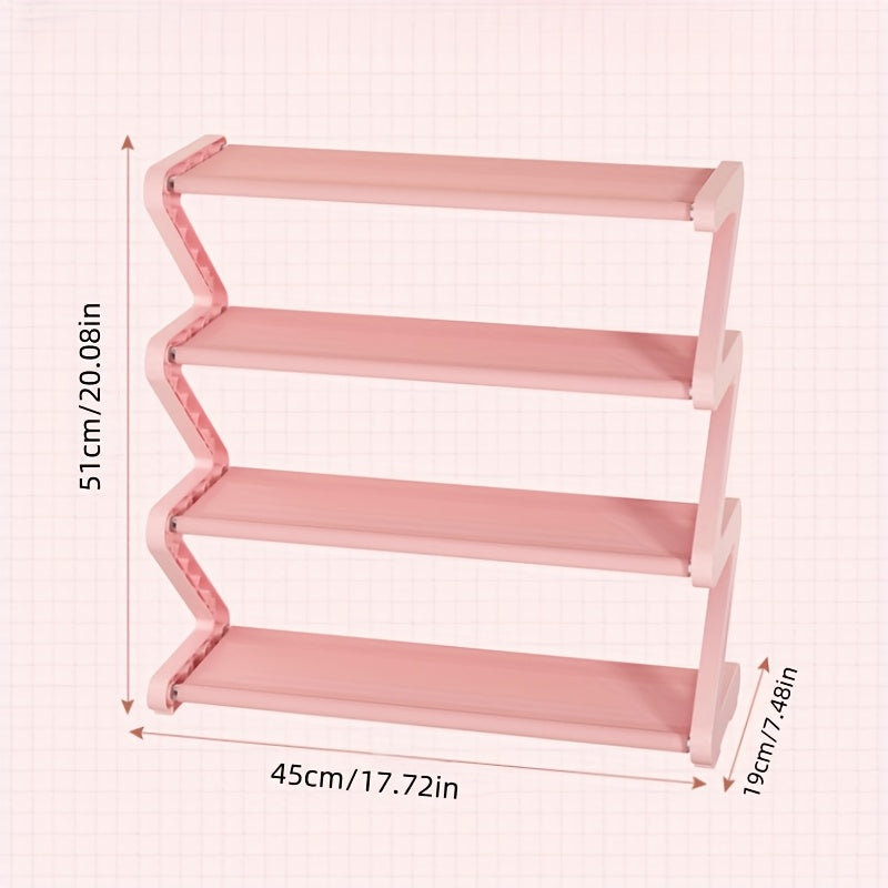 4-Tier Z-Shaped Shoe Rack – Space-Saving, Multi-Layer Storage Organizer for Bathroom, Dorm, or Small Apartment – Easy Assembly, Under 27\
