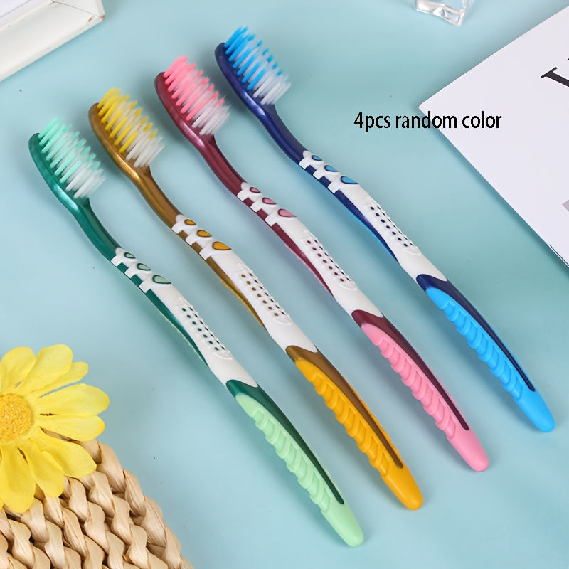 Adultes 4-Pack - Poils doux et durs, conception compacte pour un nettoyage en profondeur des soins bucco-dentaires