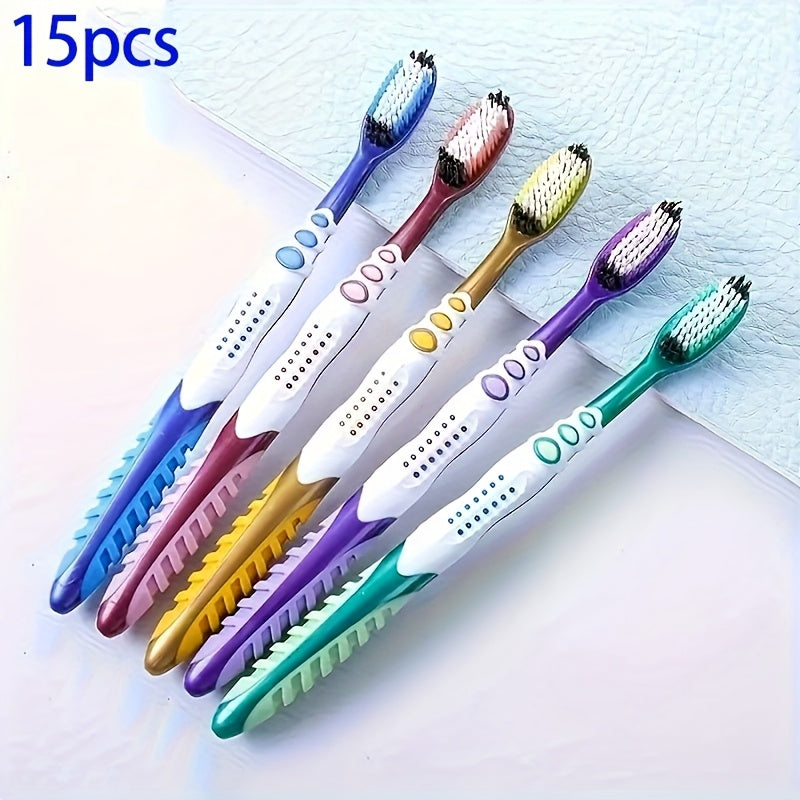 1 lot de 5\u002F10\u002F15 brosses à dents manuelles pour adultes, poils en nylon moyen, élimine efficacement les taches, emballées individuellement, idéal pour un usage domestique