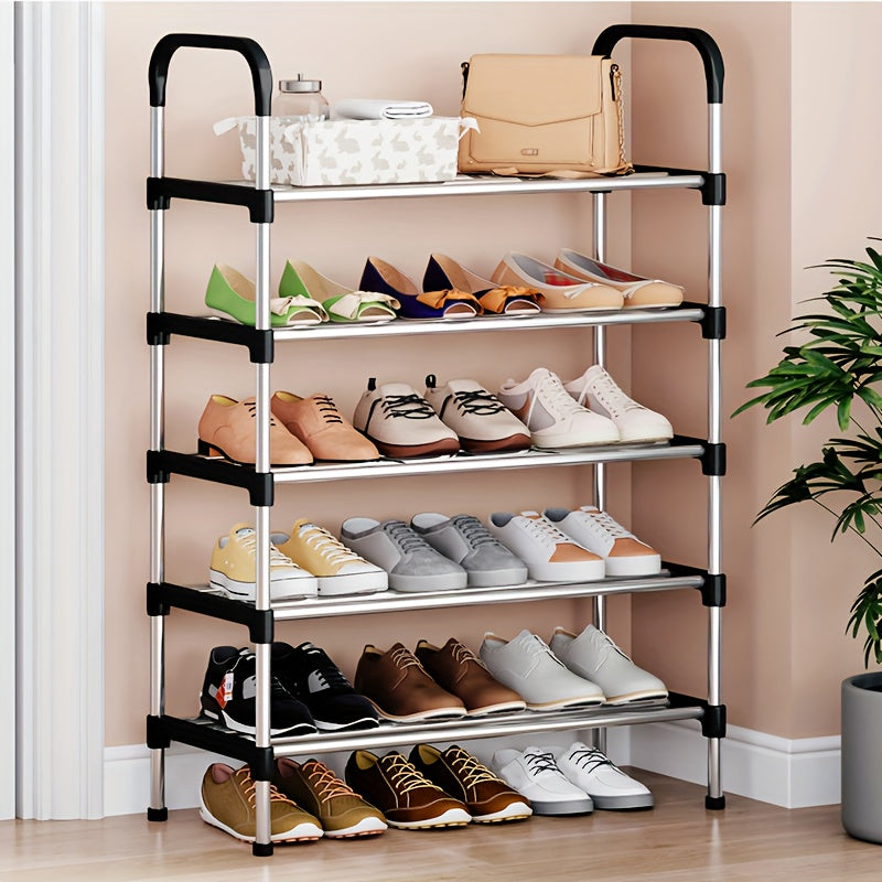 Sturdy Multi-Tier Metal Shoe Rack with Colorful Accents - Easy Assembly, Floor Standing Storage Shelf for Home Organization, Ideal for Shoes & More, Shoe Storage Organizer, Utility Racks