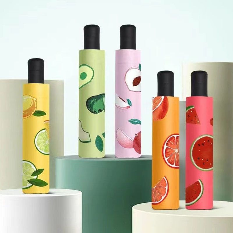 Parapluie à motif de citron - Parapluie de voyage pliable manuel avec protection UV, coupe-vent et imperméable, parapluie portable et léger, adapté aux femmes et aux hommes, peut être utilisé pour un anniversaire\u002FNoël, etc.