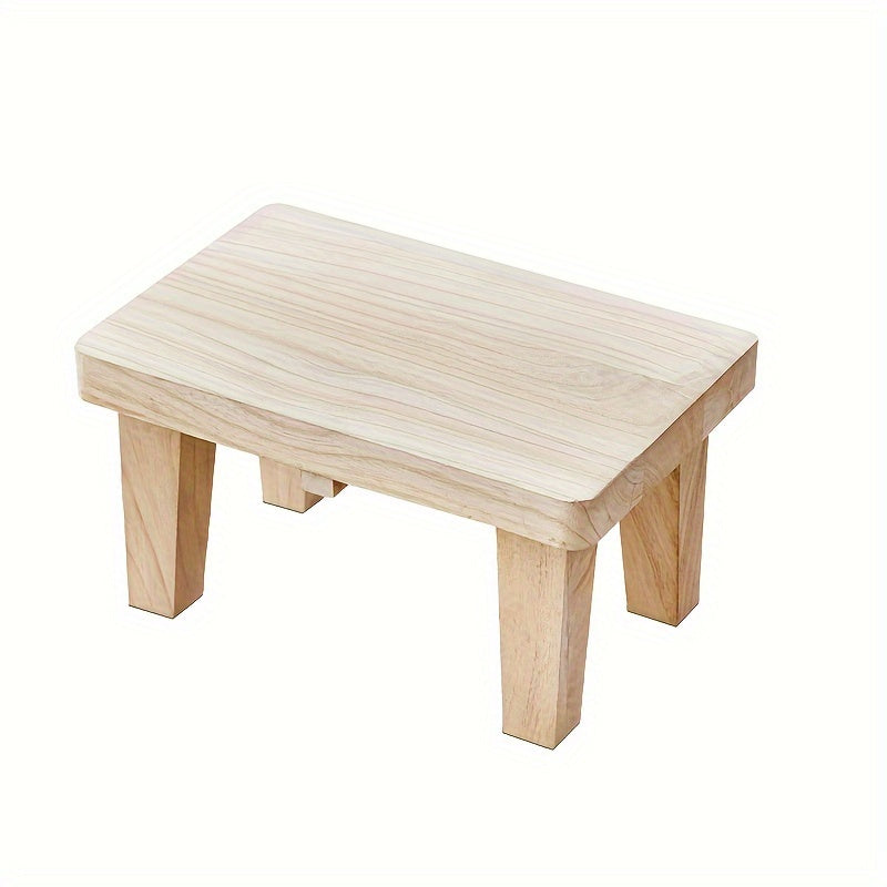1pc Solid Wood Retro Square Stool - Japanese Style Low Seat, Footstool for Living Room and Bedroom, No Cushion
