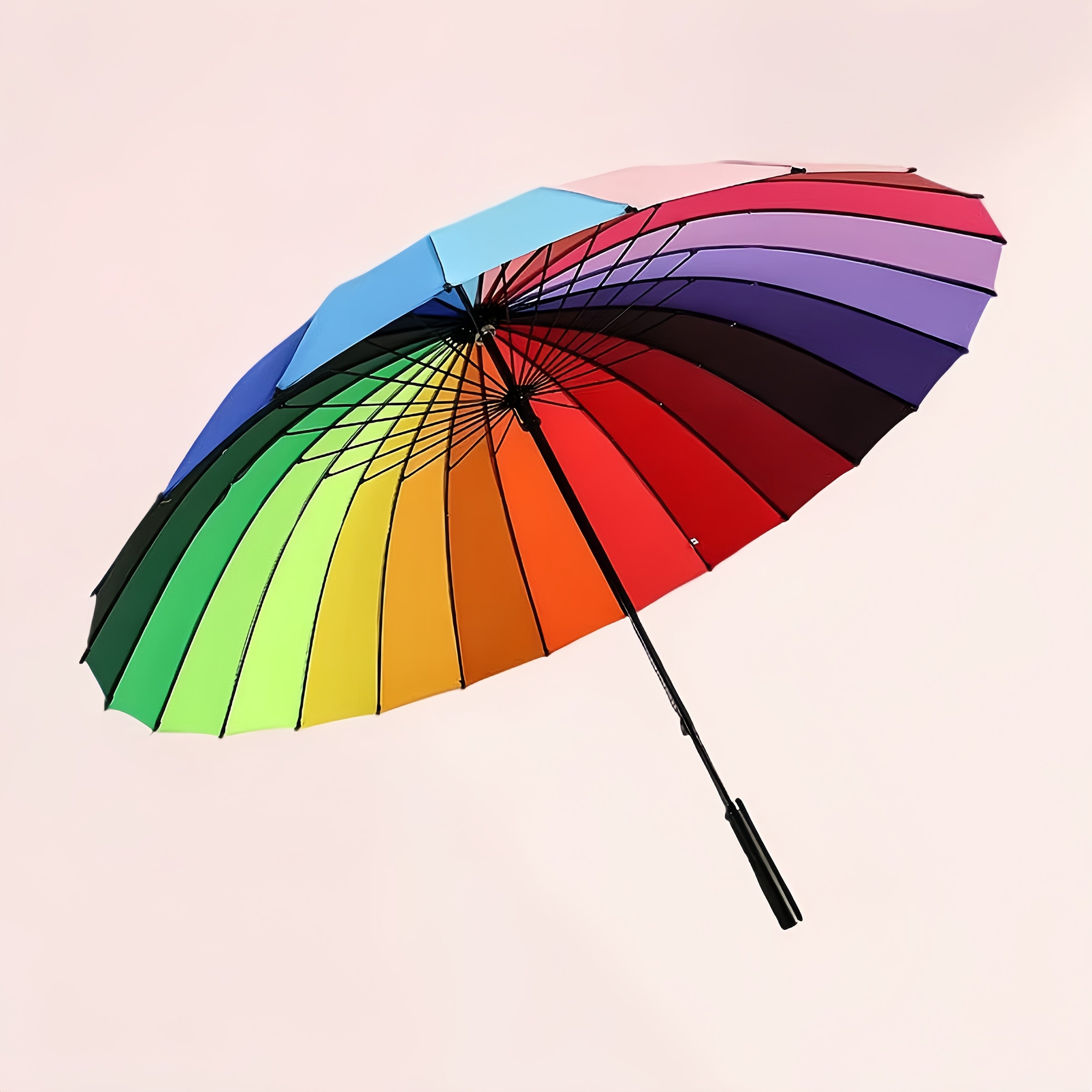 Parapluie Arc-en-ciel Vibrant 1pc - Épais, Grand, Ouverture et Fermeture Manuelle, Conception Coupe-Vent à 24 Nervures, Protection UV, Parasol Coloré pour une Protection Élégante contre les Intempéries