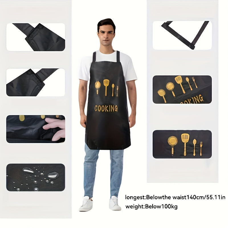 Premium Waterproof & Oil-Proof Apron with Chef Pockets - Stain Resistant, Easy Clean, Adjustable Neck Strap for Men & Women Ideal for Cooking & Restaurant Use, Waterproof Apron
