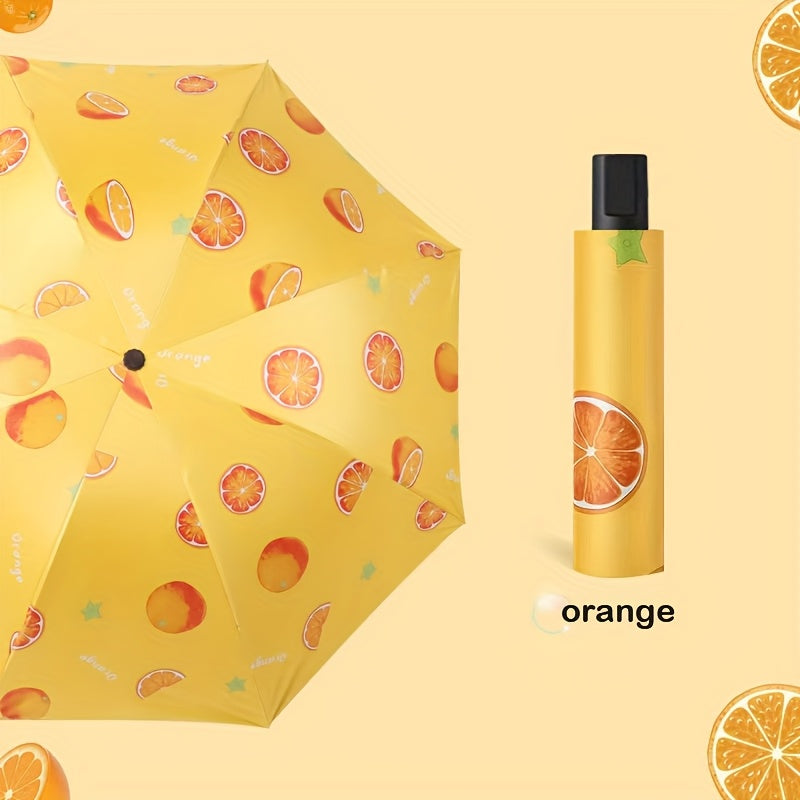 Parapluie pliant compact avec design de tranche de melon - Imperméable, protection UV, coupe-vent, parapluie de voyage portable avec cadre en métal, séparation sèche\u002Fliquide, équipement de pluie compact, favori des étudiants, parapluie mignon