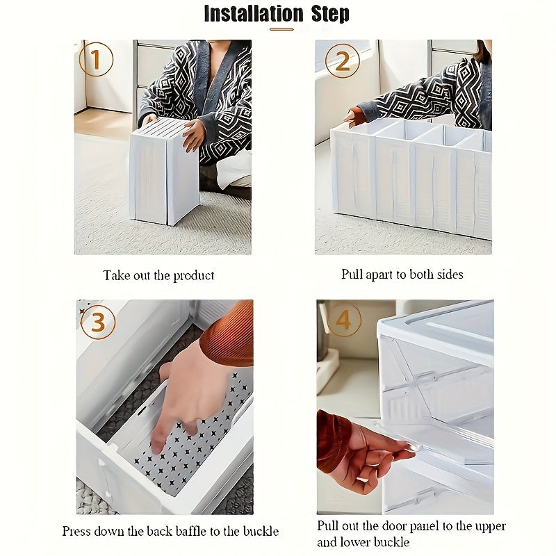 1-Layer or Multi-Layer Foldable Shoe Storage Box, Space-Saving Stackable Shoe Organizer, Dustproof Shoe Container, Multifunctional Shoe Rack Suitable for Home, Bedroom, Dormitory - No Assembly Required