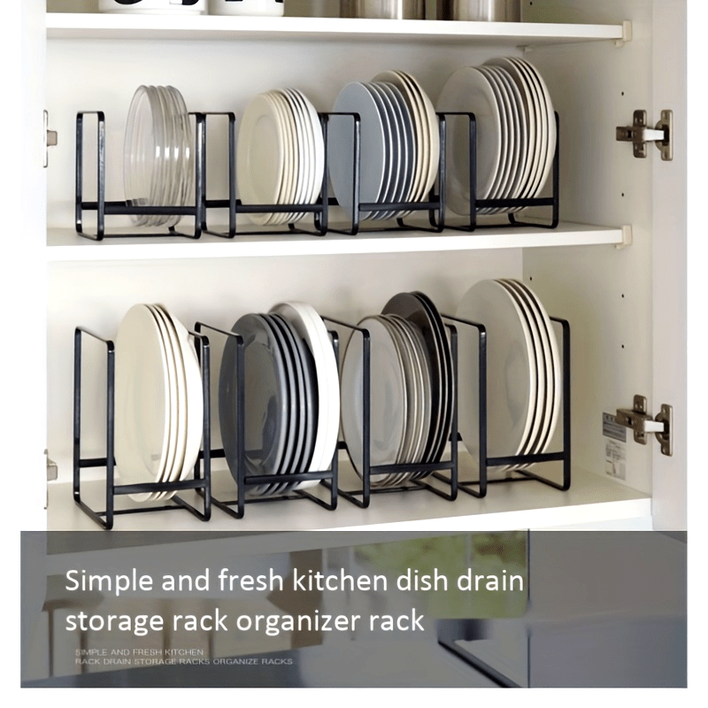 Space-Saving Iron Dish Rack - Black, Rust-Resistant Kitchen Organizer for Plates & Bowls, Countertop Storage Solution