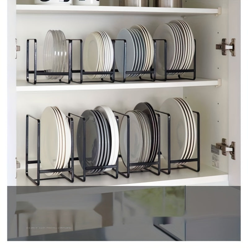 Space-Saving Iron Dish Rack - Black, Rust-Resistant Kitchen Organizer for Plates & Bowls, Countertop Storage Solution