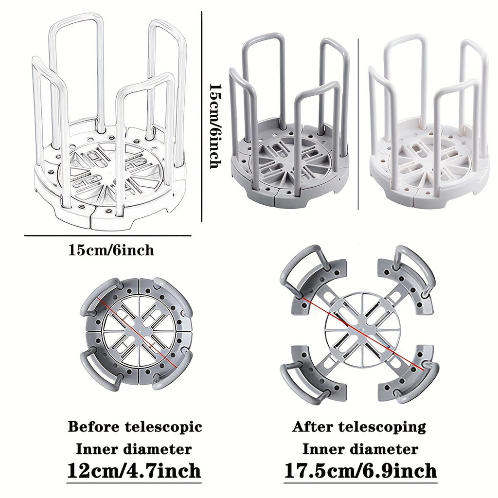 1pc Adjustable Plastic Kitchen Dish Rack, Detachable\u002FRetractable, Space-Saving, Moisture-Proof Plate and Bowl Storage Organizer, 5.83in*5.51in