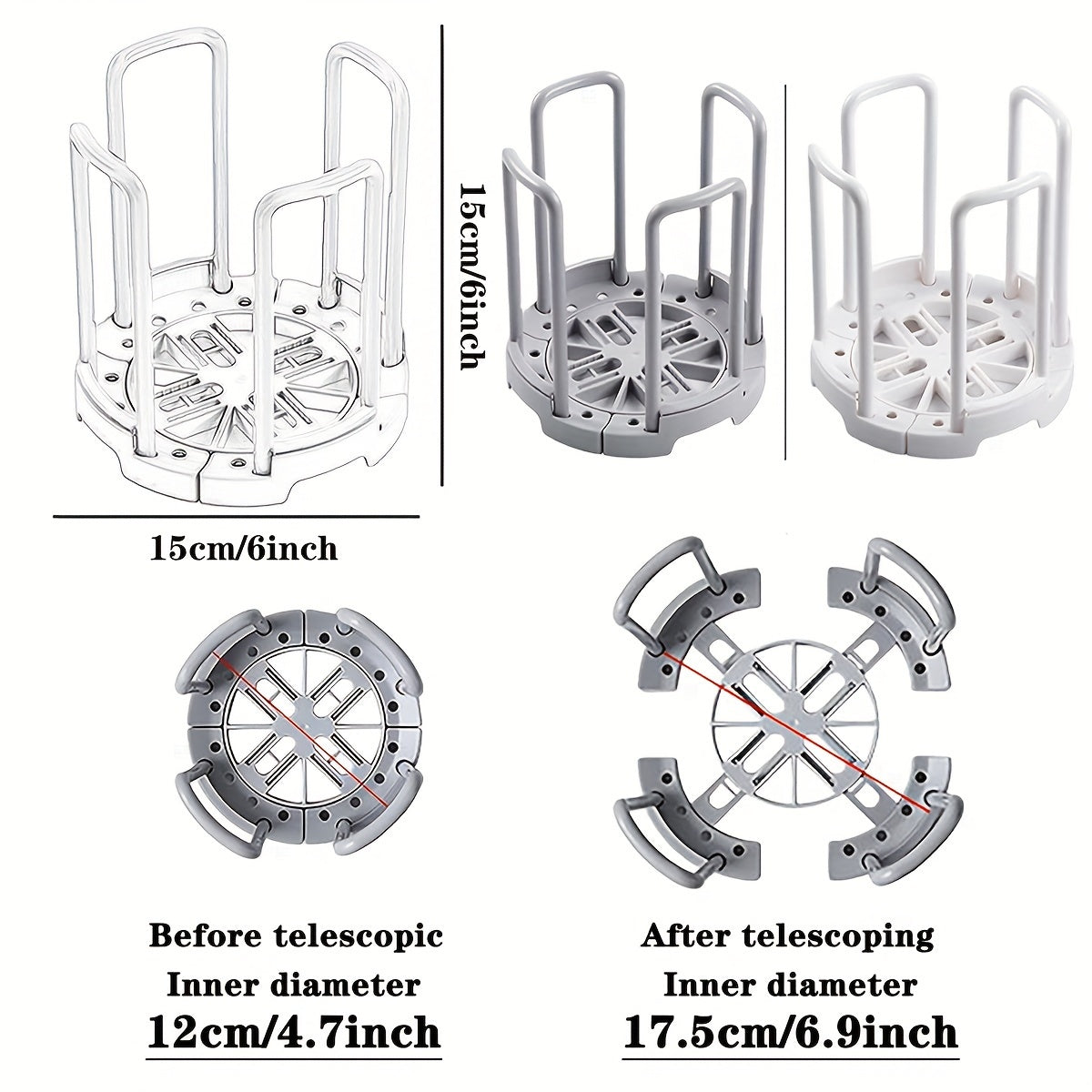 1pc Adjustable Plastic Kitchen Dish Rack, Detachable\u002FRetractable, Space-Saving, Moisture-Proof Plate and Bowl Storage Organizer, 5.83in*5.51in